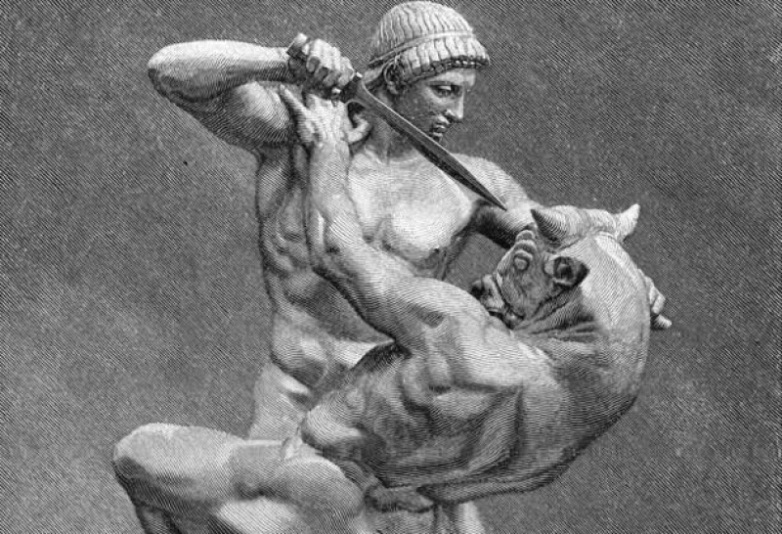 Minotauro, el laberinto y Teseo